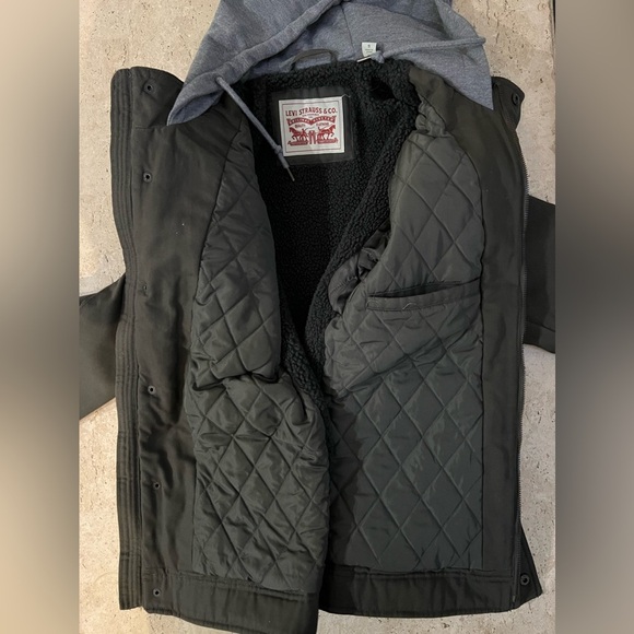 Levi Strauss Brown Sherpa Lined Hooded Trucker Jacket Size Small - Picture 6 of 7